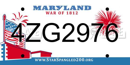 4ZG2976 Maryland License Plate