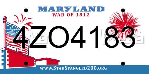 4ZO4183 Maryland License Plate