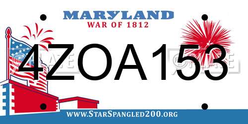 4ZOA153 Maryland License Plate