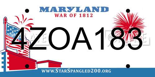 4ZOA183 Maryland License Plate