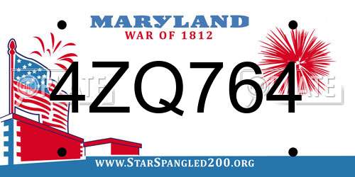 4ZQ764 Maryland License Plate