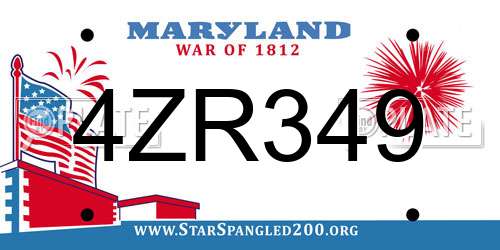 4ZR349 Maryland License Plate