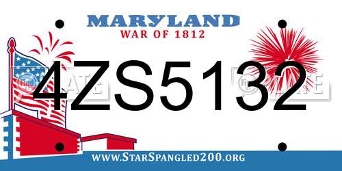 4ZS5132 Maryland License Plate