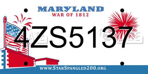 4ZS5137 Maryland License Plate
