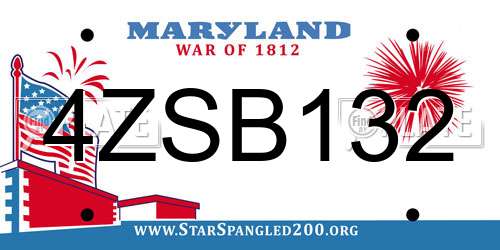 4ZSB132 Maryland License Plate