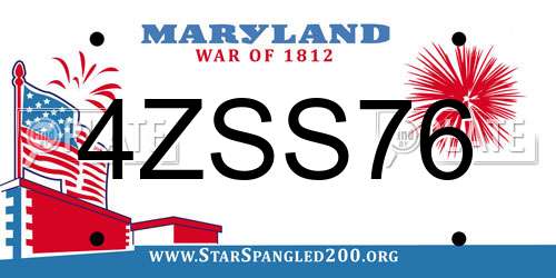 4ZSS76 Maryland License Plate