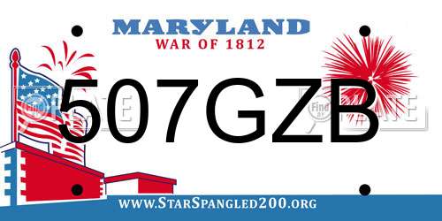 507GZB Maryland License Plate