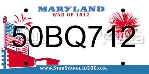 50BQ712 Maryland License Plate