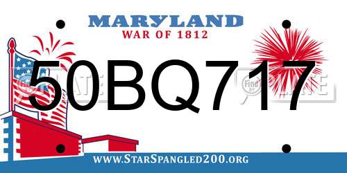 50BQ717 Maryland License Plate