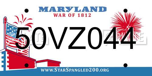 50VZ044 Maryland License Plate