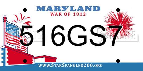 516GS7 Maryland License Plate