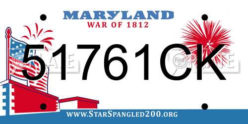 51761CK Maryland License Plate