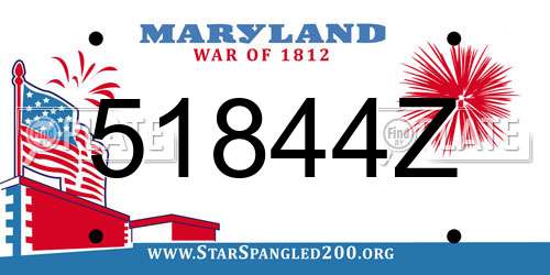 51844Z Maryland License Plate