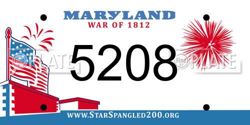 5208 Maryland License Plate