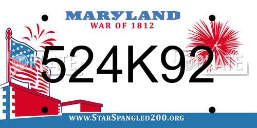 524K92 Maryland License Plate