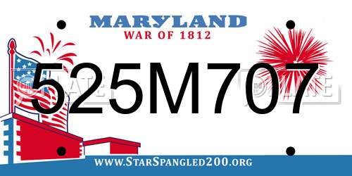 525M707 Maryland License Plate