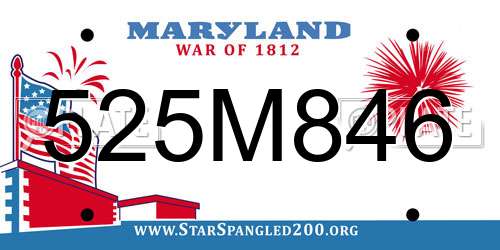 525M846 Maryland License Plate