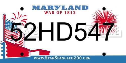 52HD547 Maryland License Plate