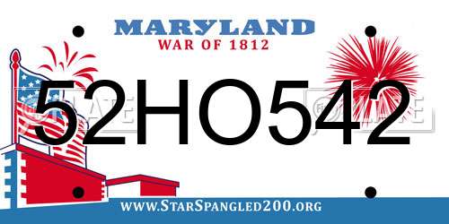 52HO542 Maryland License Plate
