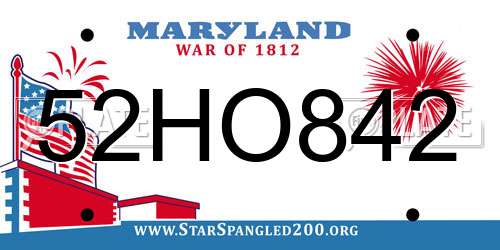 52HO842 Maryland License Plate