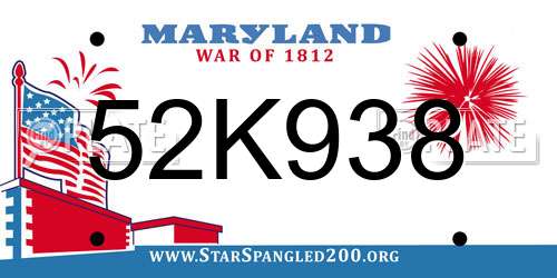 52K938 Maryland License Plate