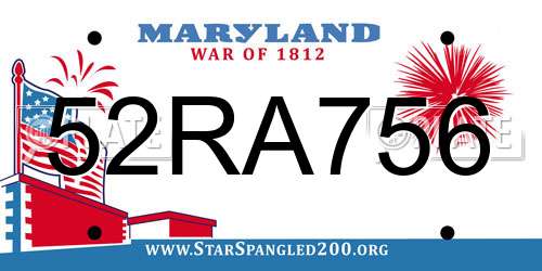 52RA756 Maryland License Plate