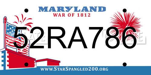 52RA786 Maryland License Plate