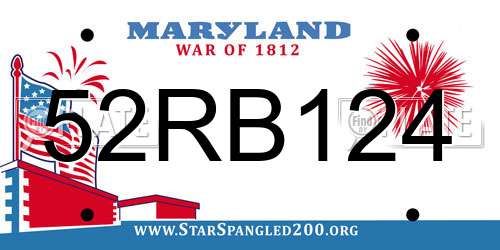 52RB124 Maryland License Plate