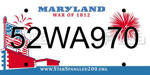 52WA970 Maryland License Plate