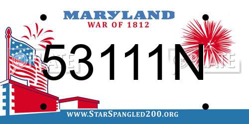 53111N Maryland License Plate