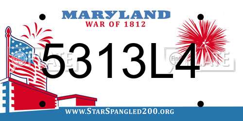 5313L4 Maryland License Plate