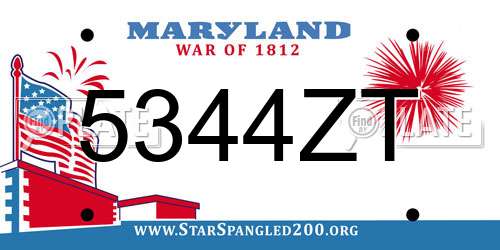 5344ZT Maryland License Plate