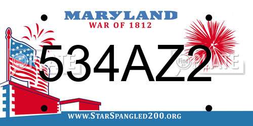 534AZ2 Maryland License Plate