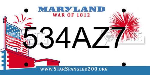534AZ7 Maryland License Plate