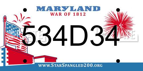 534D34 Maryland License Plate