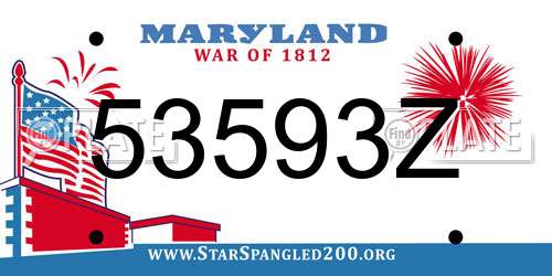 53593Z Maryland License Plate