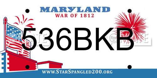 536BKB Maryland License Plate