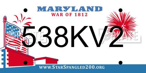 538KV2 Maryland License Plate