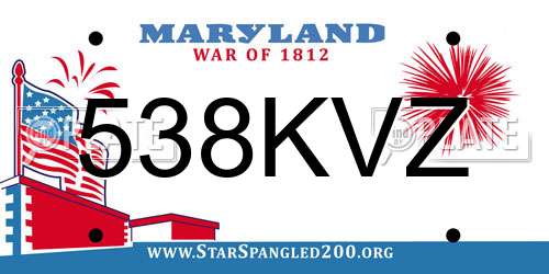 538KVZ Maryland License Plate