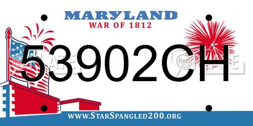 53902CH Maryland License Plate