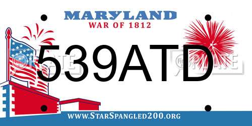 539ATD Maryland License Plate