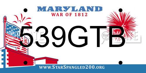 539GTB Maryland License Plate