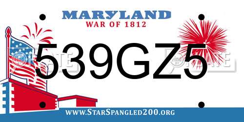 539GZ5 Maryland License Plate
