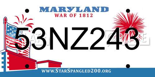 53NZ243 Maryland License Plate