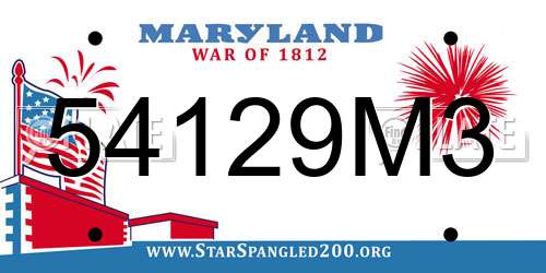 54129M3 Maryland License Plate
