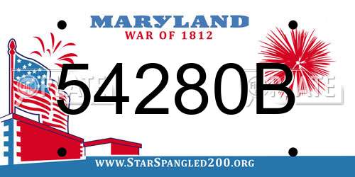 54280B Maryland License Plate