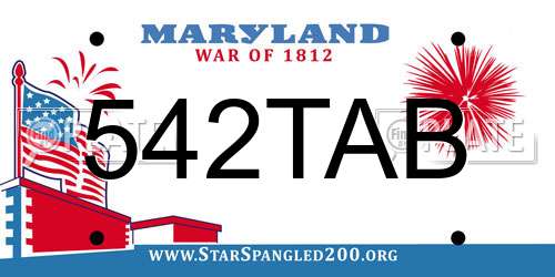 542TAB Maryland License Plate