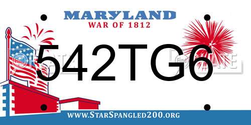542TG6 Maryland License Plate