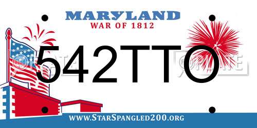 542TTO Maryland License Plate