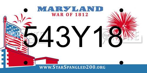 543Y18 Maryland License Plate